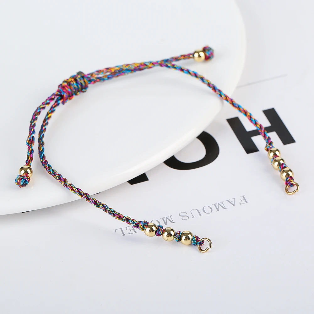 DIY Armband Rohling handgewebt verstellbar mit Goldperlen Schmuckzubehör Bastelbedarf