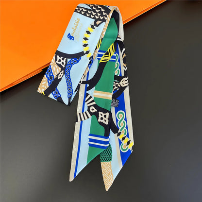 2024 Chic Zebra Florale Zijden Sjaal - Luxe Modeaccessoire voor Vrouwen, Veelzijdige Haarband, Stijlvolle Neckerchief en Elegante Tas Sjaal