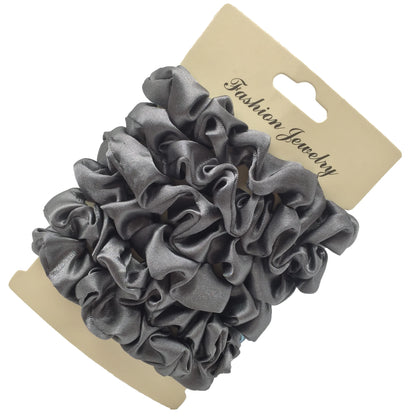 Charmante Satijnen Haarelastiekjes Set - 6 of 5 Stuks Schattige Paardenstaart Accessoires in Zwart voor Stijlvolle Vrouwen