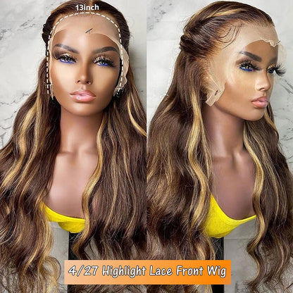 Prachtige Blonde Body Wave Menselijk Haar Hoogtepunten Peruk met 13X6 HD Lace Frontal - Onberispelijke Stijl en Comfort!