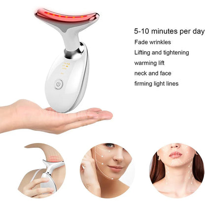 Herleef Je Huid: 7-Kleur Anti-Rimpel Gezichtsmassager voor Hals en Gezicht - Verstevig en Lift met Dit Dubbele Kin Vermindering Hulpmiddel!