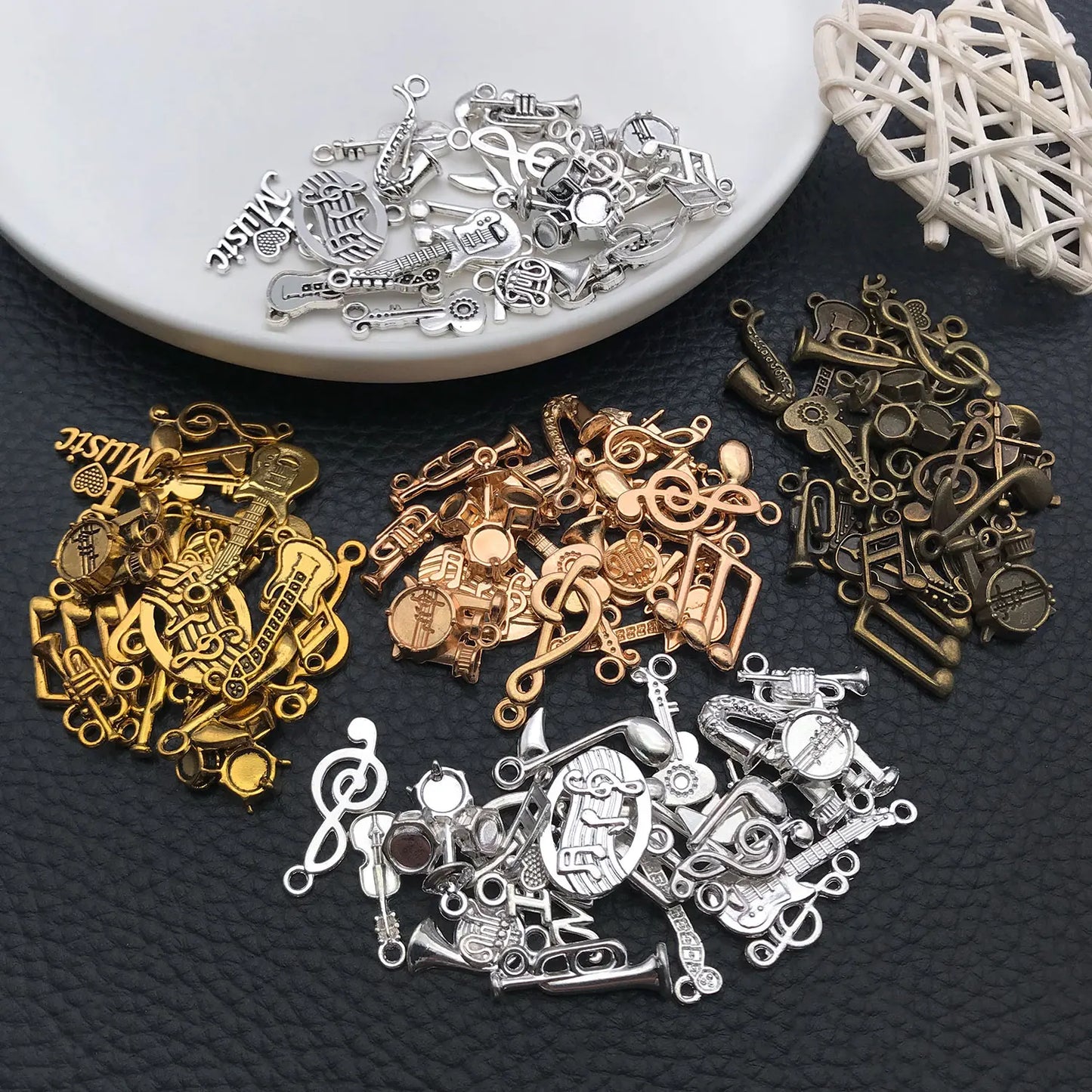 Music Charms for Jewelry Making Mixed Metal Notes Instruments DIY Earrings Necklaces Craft Supplies