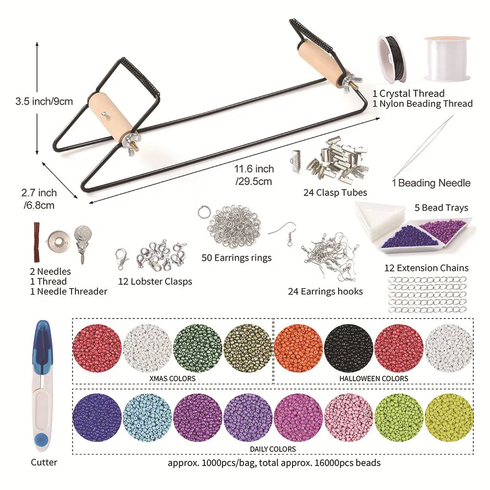 Perlenwebrahmen DIY Set Schmuckherstellung für Armbänder Ohrringe Halsketten Bastelset