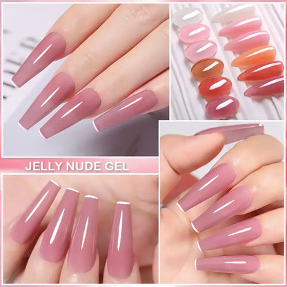 LILYCUTE 6-Delige Dromerige Jelly Roze Nude Gel Nagellak Set - 7ml Semi-Permanente Soak Off voor Verbluffende Nagelkunst Manicures