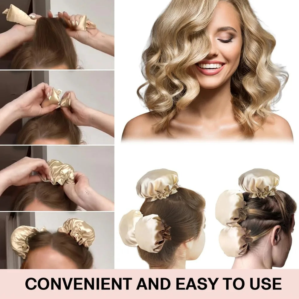 Revolutionaire Hittevrije Krulstaaf: Luxueuze Zijde Krullen zonder Hitte - Zachte Haarrollers en Comfortabele Slaapband voor Makkelijke Haarstyling!
