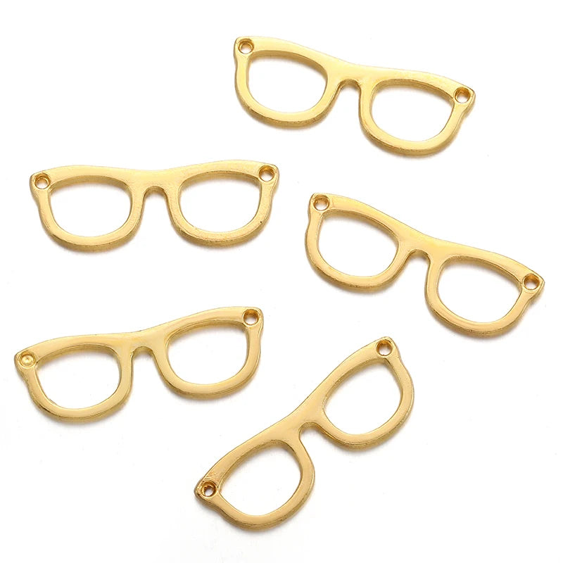 20pcs 6 Color glasses Charms For Bracelets Necklace Keychain Pendant DIY Handmade Jewelry Making accessories 10*29mm J494