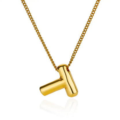 Stijlvolle Chunky Initial Hangertjes Kettingen voor Vrouwen - Gouden RVS A tot Z Bedels, Waterdichte Sieraden Perfect als Verjaardagscadeaus!