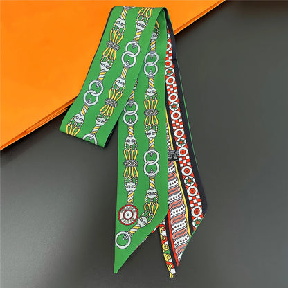 2024 Chic Zebra Florale Zijden Sjaal - Luxe Modeaccessoire voor Vrouwen, Veelzijdige Haarband, Stijlvolle Neckerchief en Elegante Tas Sjaal