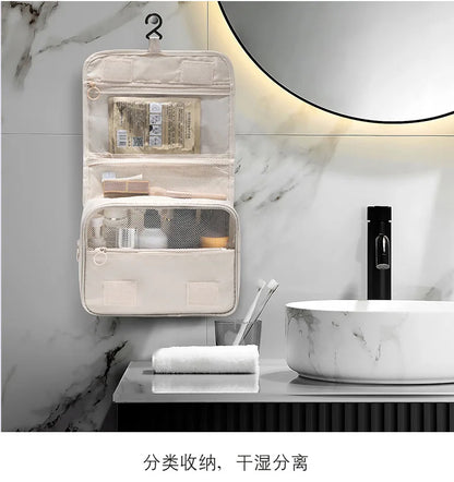 Chic Waterdichte Reis Make-up Tas - Stijlvolle Toilettas Organizer & Badhaak Zak voor Vrouwen - Premium Kwaliteit Oppslagoplossing!