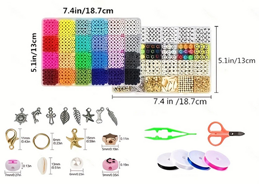 Perlen Set für Schmuckherstellung DIY Polymer Clay Perlen Bastelset für Armbänder Halsketten Ohrringe