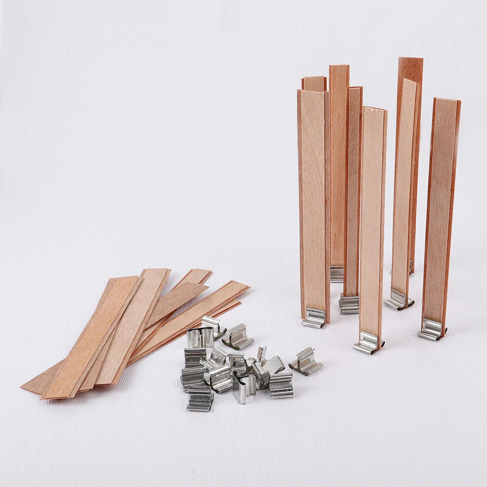 Double Layer Wooden Candle Wicks with Base for Soy Wax DIY Candle Making Supplies