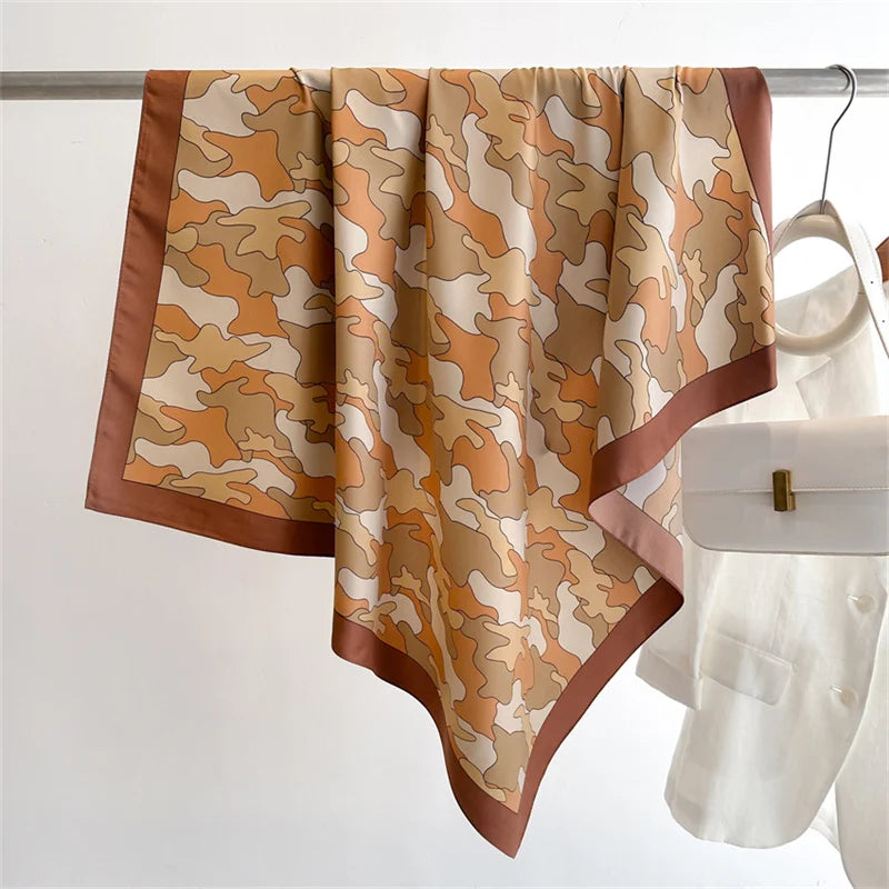 Elegante 90x90cm Twill Zijde-gevoel Vierkante Sjaal voor Dames - Luxe Haar Boomprint Hoofddoek, Sjaal en Nek Sjaal, Perfect voor Hijab of Bandana-stijl!