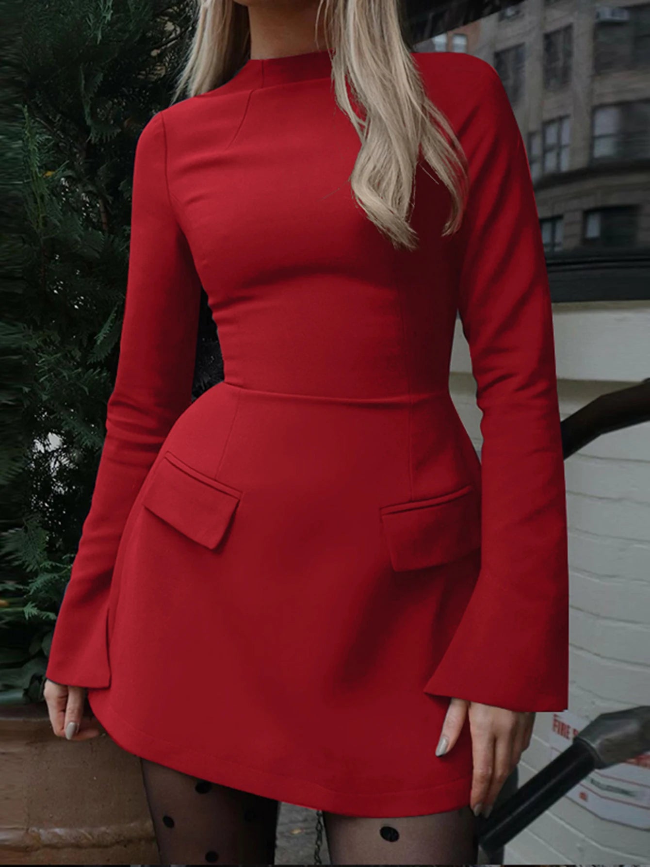 Soepele & Chique Lange Mouw Rits Bodycon Mini Jurk met Zakken - Perfect voor Kantoor & Straatstijl Deze Herfst/Winter!