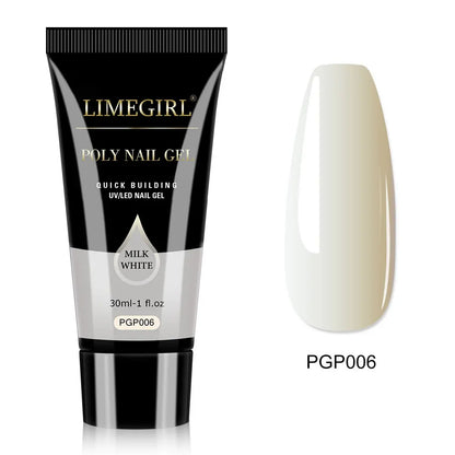 LIMEGIRL 30ml Glanzend Nageluitbreidingsgel - Kristal-Infused Acryl Poly UV Formule voor Snelle en Gemakkelijke Manicures!