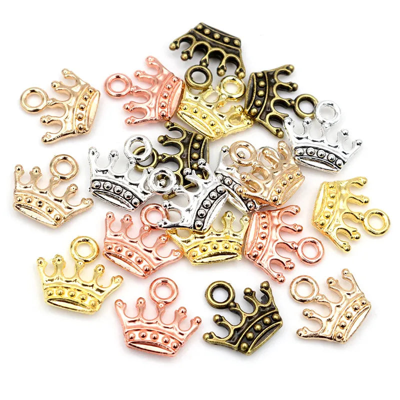 20pcs Crown Charms Antique Silver Gold Bronze Pendants