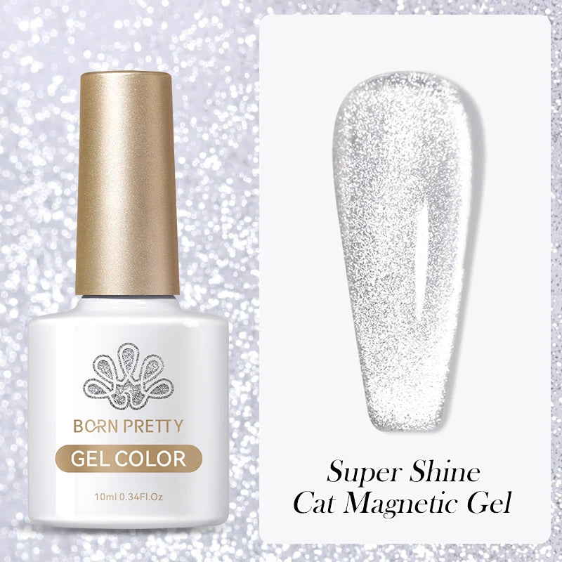 Betoverende Zilveren Maanlicht Kat Magnetische Gel Nagellak - Witte Licht Sprankelende Glitter, Semi- Permanente Nagellak (10ml)