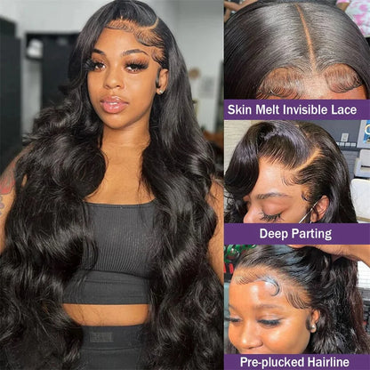 Premium 13x6 HD Lace Frontale Perucq - Luxe 13x4 Body Wave Menselijk Haar Perucq voor Zwarte Vrouwen - Prachtige 30-40 Inch Lace Front Menselijk Haar Perucq