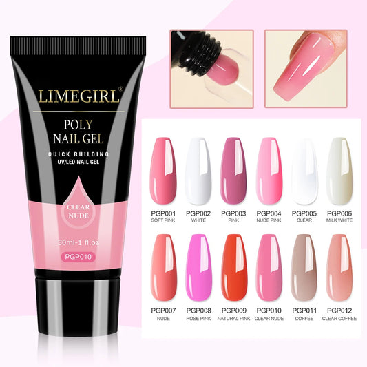 LIMEGIRL 30ml Glanzend Nageluitbreidingsgel - Kristal-Infused Acryl Poly UV Formule voor Snelle en Gemakkelijke Manicures!
