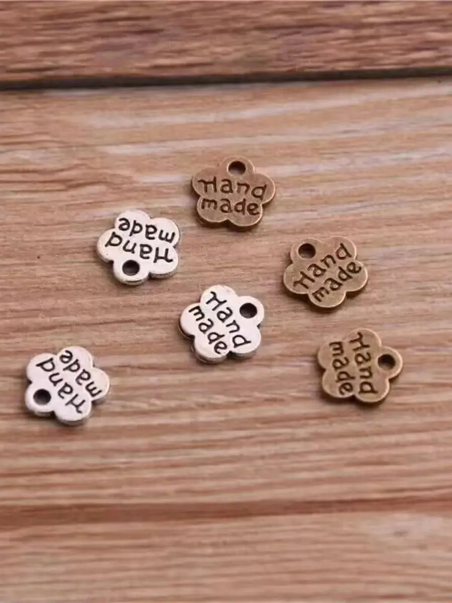 100pcs Handmade Flower Charms 8mm Antique Silver Bronze Spacer Beads Jewelry Making Supplies