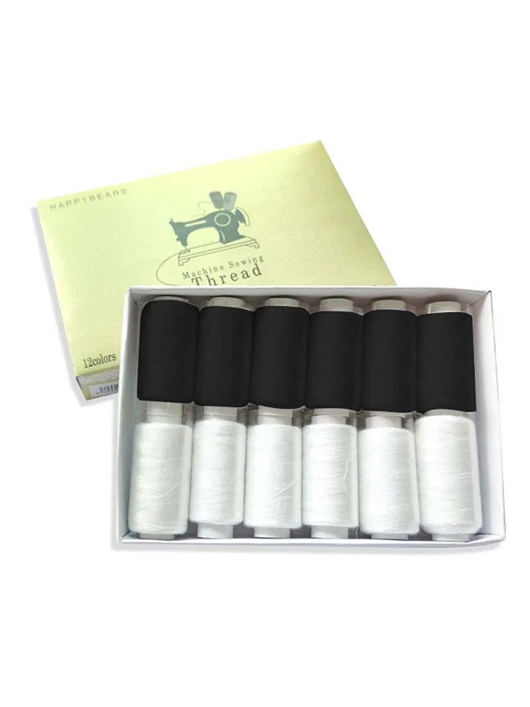 Lot de 12 bobines fil couture polyester 350 m couture main machine DIY mercerie