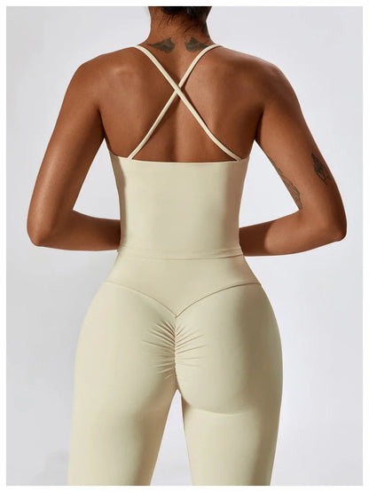 Til je training naar een hoger niveau: 2-delige dames yoga set met hoge taille flare leggings en stijlvolle mouwloze vest top voor ultiem comfort en prestaties