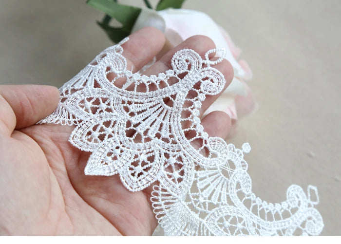 8.1cm Floral Embroidered Lace Trim Polyester Sewing Lace for Clothing Decor DIY Crafts