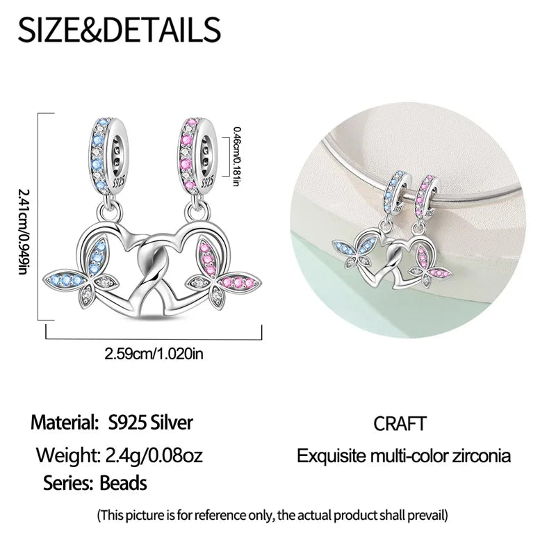 925 Sterling Silver Puzzle Charms Bead with Zircon Inlay DIY Bracelet Pendant Jewelry Making Supplies