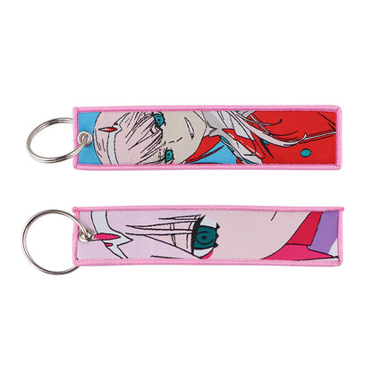 Stijlvolle Japanse Anime Geborduurde Sleutelhangers – Perfecte Sleuteltags voor Motorfietsen, Auto's en Rugzakken – Trendy Sleutelhanger Cadeaus voor Vrienden!