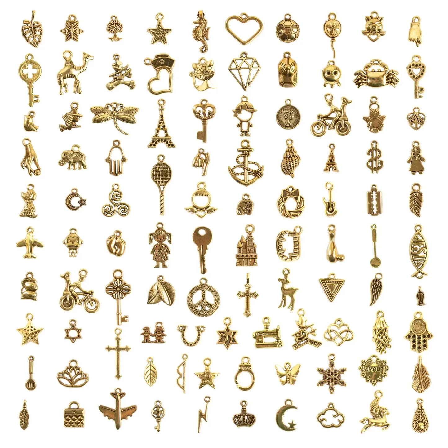 Mixed Metal Charms Bulk Set for Jewelry Making Vintage Alloy Pendants DIY Bracelets Necklaces Craft Supplies