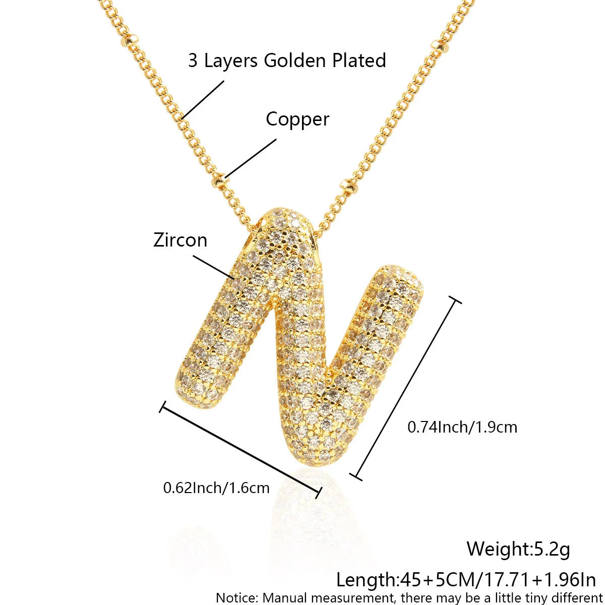 Prachtige Luxe Zirkon Kristal 26 Engelse Letters RVS Kettingen voor Vrouwen – Trendy Choker Ketting Sieraden Groothandel