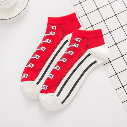 Trendy Ademend Korte Katoenen Sokken met Grappige 3D Skull Letterprint voor Mannen – Stijlvolle Laag Model Sport Boot Sokken