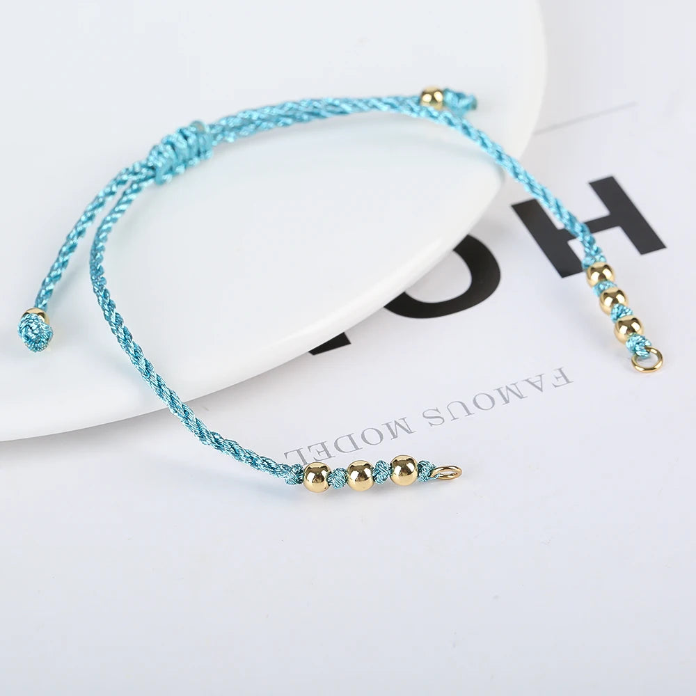 DIY Armband Rohling handgewebt verstellbar mit Goldperlen Schmuckzubehör Bastelbedarf