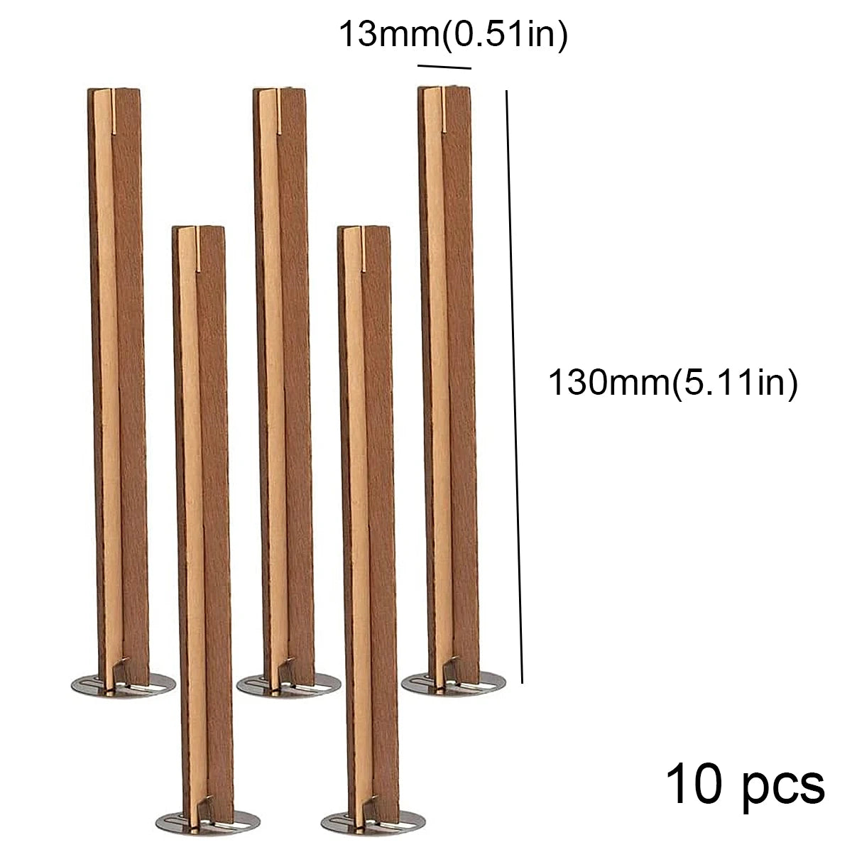 Cross Wooden Candle Wicks with Metal Clips Smokeless Wood Wick Cores for DIY Jar Candle Making