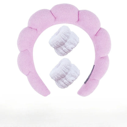 Pluche Spa Hoofdband & Polsband Set voor Moeiteloos Gezichtwassen - Perfect voor Huidverzorging, Makeup Verwijderen en Douchen - Ideaal voor Vrouwen en Meisjes