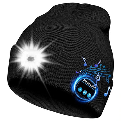 Slimme Draadloze Bluetooth Beanie: Outdoor Sportpet met Stereo Speakers, LED Licht en Ingebouwde Microfoon