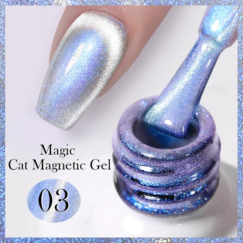 Betoverende Zilveren Maanlicht Kat Magnetische Gel Nagellak - Witte Licht Sprankelende Glitter, Semi- Permanente Nagellak (10ml)