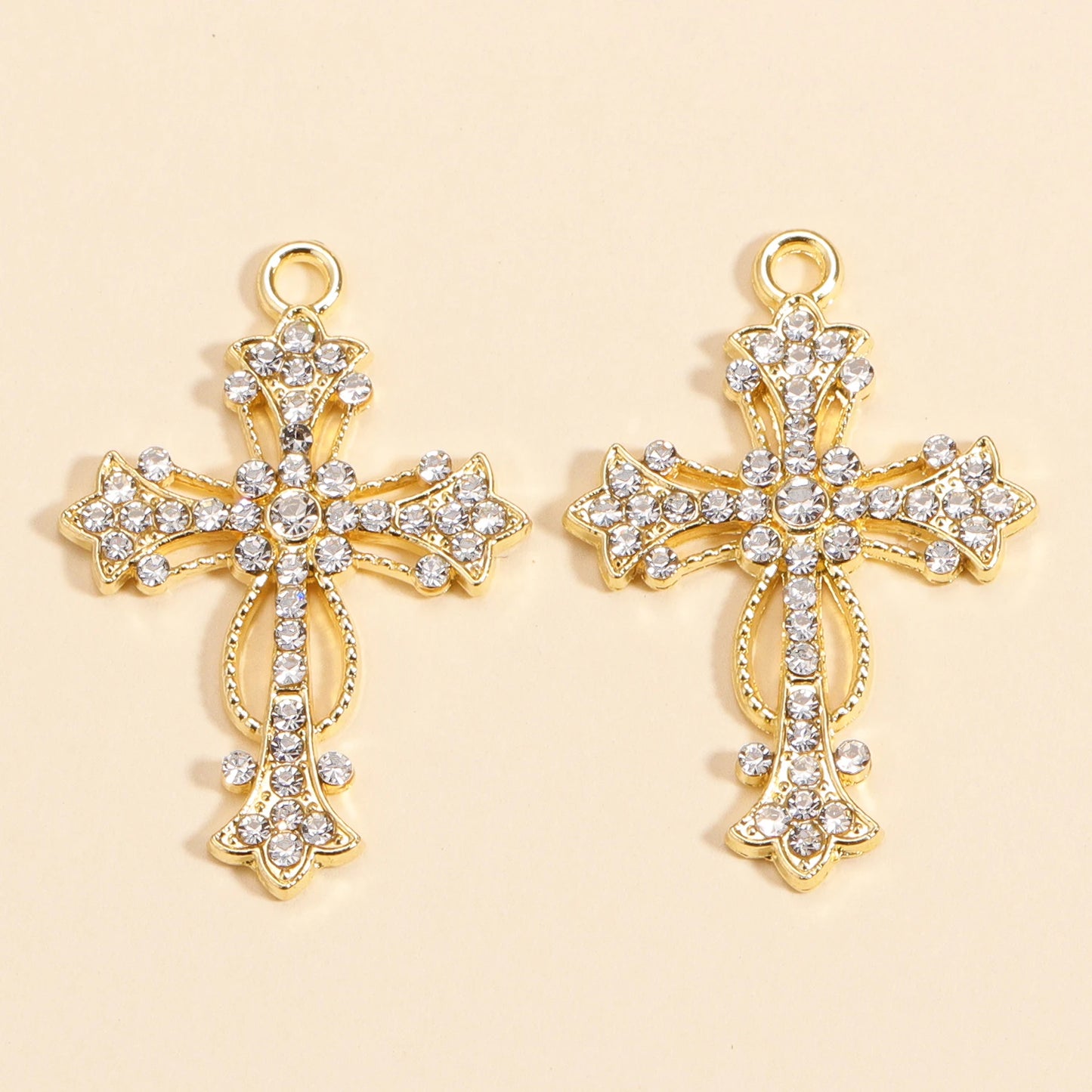 Crystal Cross Charms Gold Silver Crucifix Jewelry Making Supply