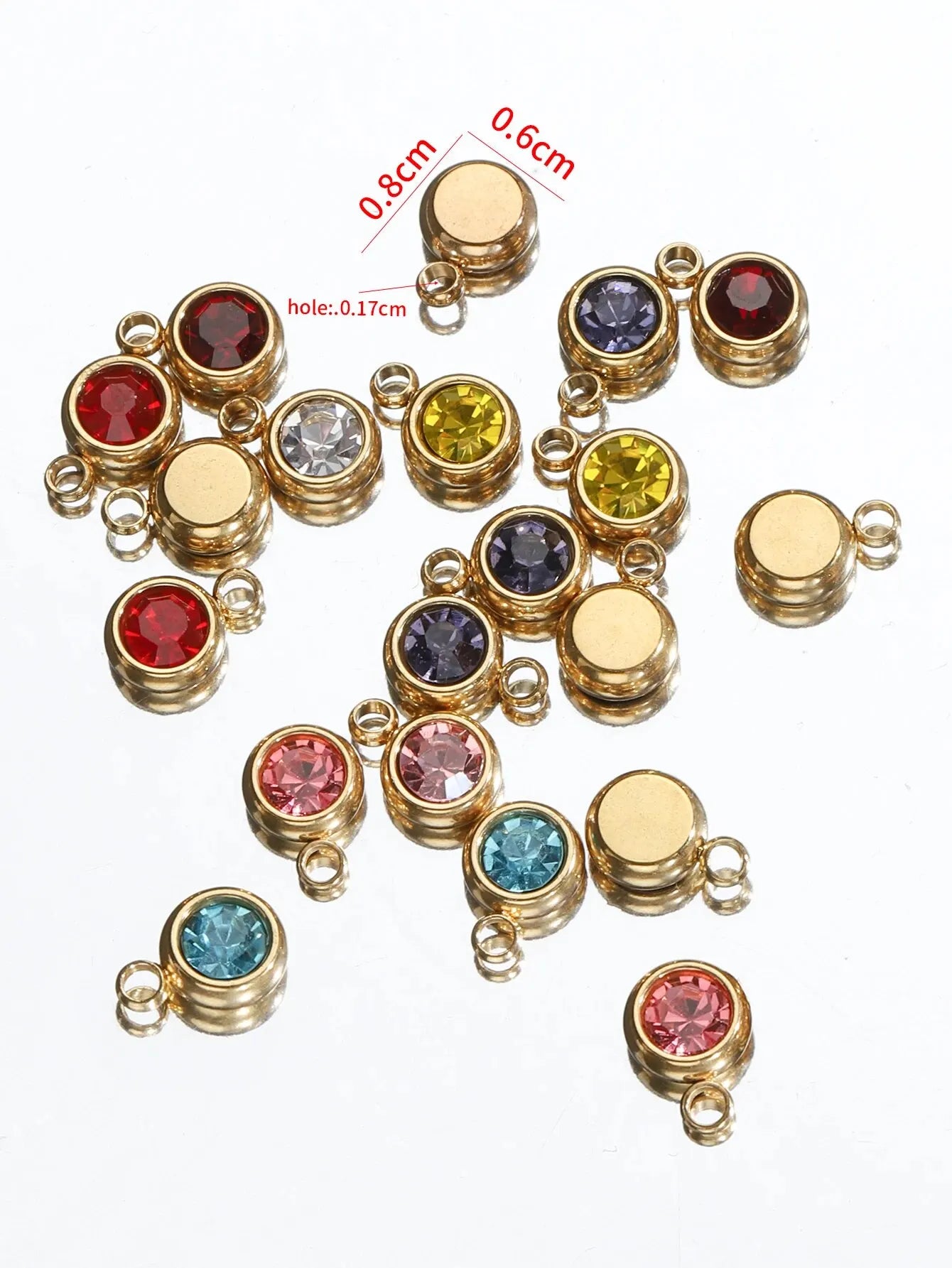 20pcs Stainless Steel Crystal Charms 6mm Pendants