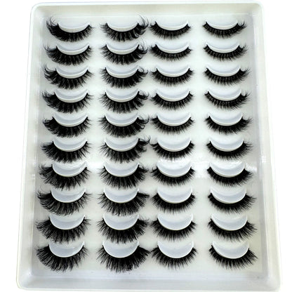 2023 Premium 20 Pairs Natuurlijke Lange 3D Minks Valse Wimpers Makeup Kit - Prachtig Gecontroleerde Mink Wimper Extensies voor Verbluffende Ogen!