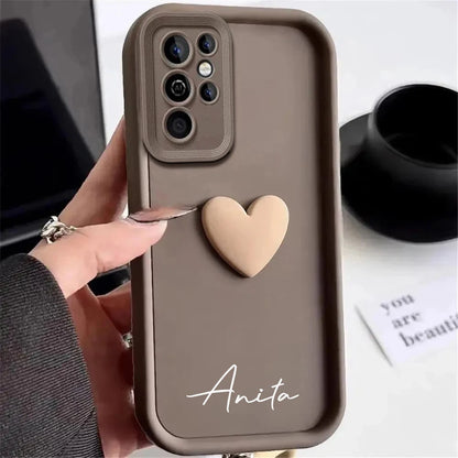 Luxe 3D Hart Case met Gepersonaliseerde Naam voor Samsung Galaxy S25, S24, S23, S22, S21, S20 Ultra Plus – Een Unieke Hoes voor Jouw S23 en S21 FE