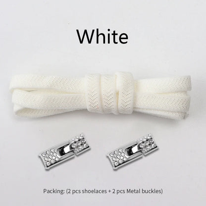 Geen-Knoop Elastische Sneakersluitingen met Diamantkruisvergrendelingen - Perfect voor Kinderen en Volwassenen, 8MM Breedte