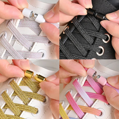 Levende Elastische Veters zonder Knoop met Kleurrijke Gespen – Perfect voor Kinderen en Volwassenen! Stijlvol, Makkelijk te Dragen en Verbreed voor Comfort!