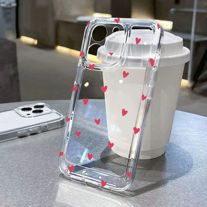 Stijlvolle Hart Graphic Zachte Siliconen Telefoonhoes voor iPhone 14, 13, 15, 16 Pro Max, 16E, 12, 11, X, XR, XS, 7, 8, 16 Plus, SE 2022 - Transparante Bescherming!