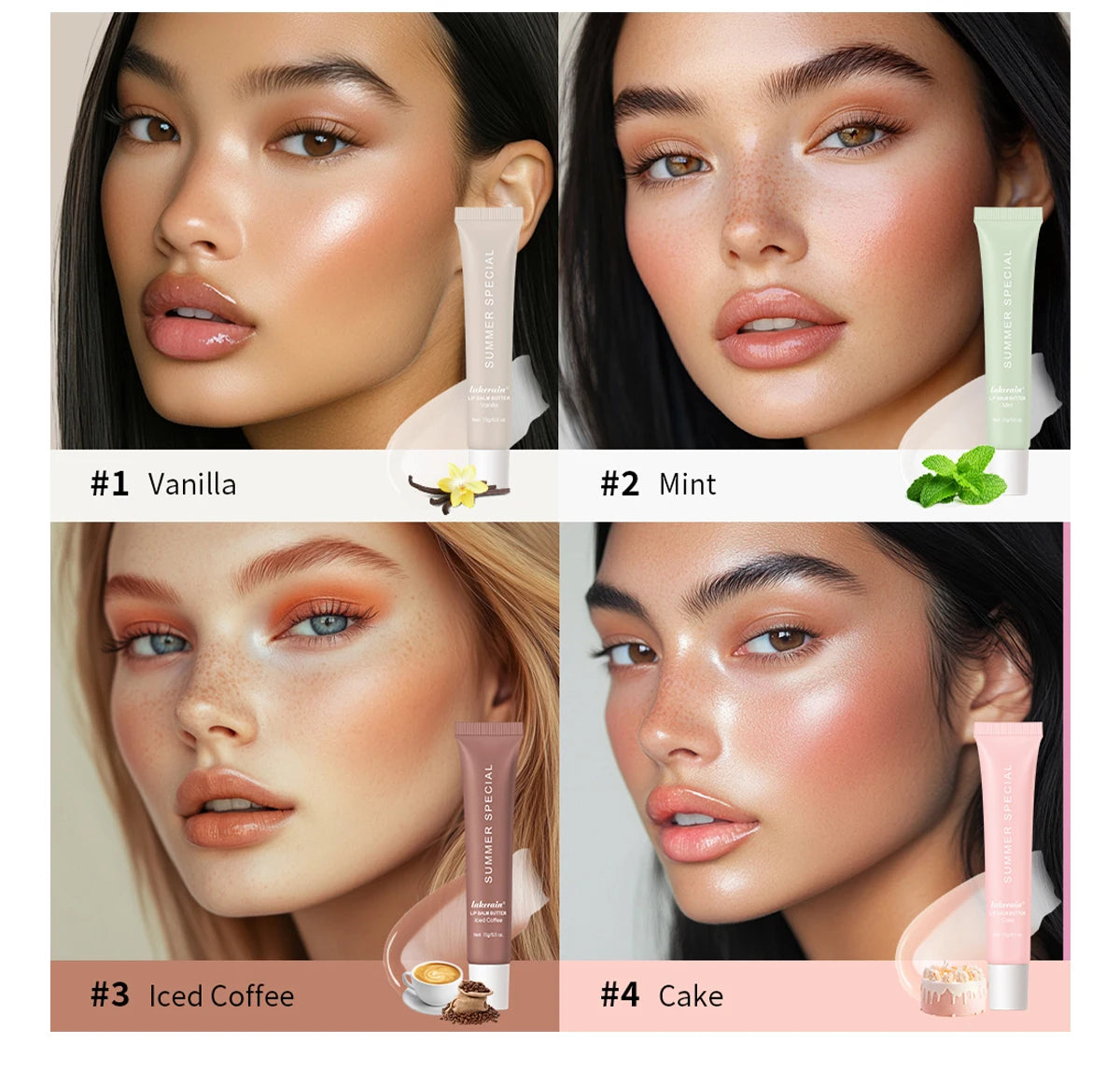 Luxe Hydraterende Lippenboter Balsem Set - 4 Stuks voor Volle, Glanzende Lippen met Diepe Hydratatie en Glans