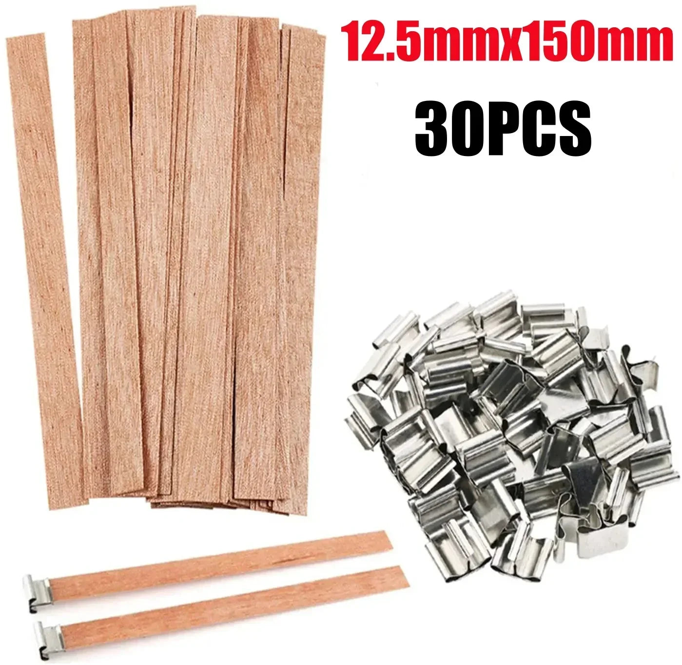 DIY Wood Wick Candle Kit with Metal Bases Smokeless Crackling Wicks for Soy Wax Scented Candle Making