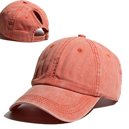 Chic Vintage Paardenstaart Baseballcap voor Dames - Verstelbare Snapback Mesh Zomerhoed met Versleten Afwerking