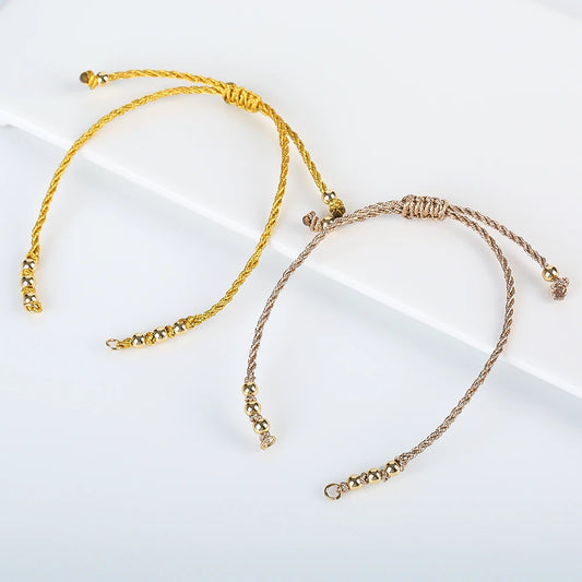 DIY Armband Rohling handgewebt verstellbar mit Goldperlen Schmuckzubehör Bastelbedarf