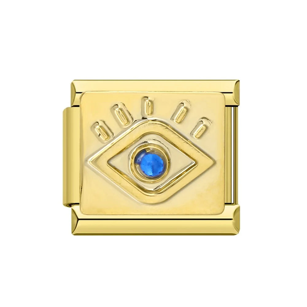 Italian Charm Evil Eye Link 9mm Stainless Steel Devil Eye Y2K Bracelet Jewelry Making Supply