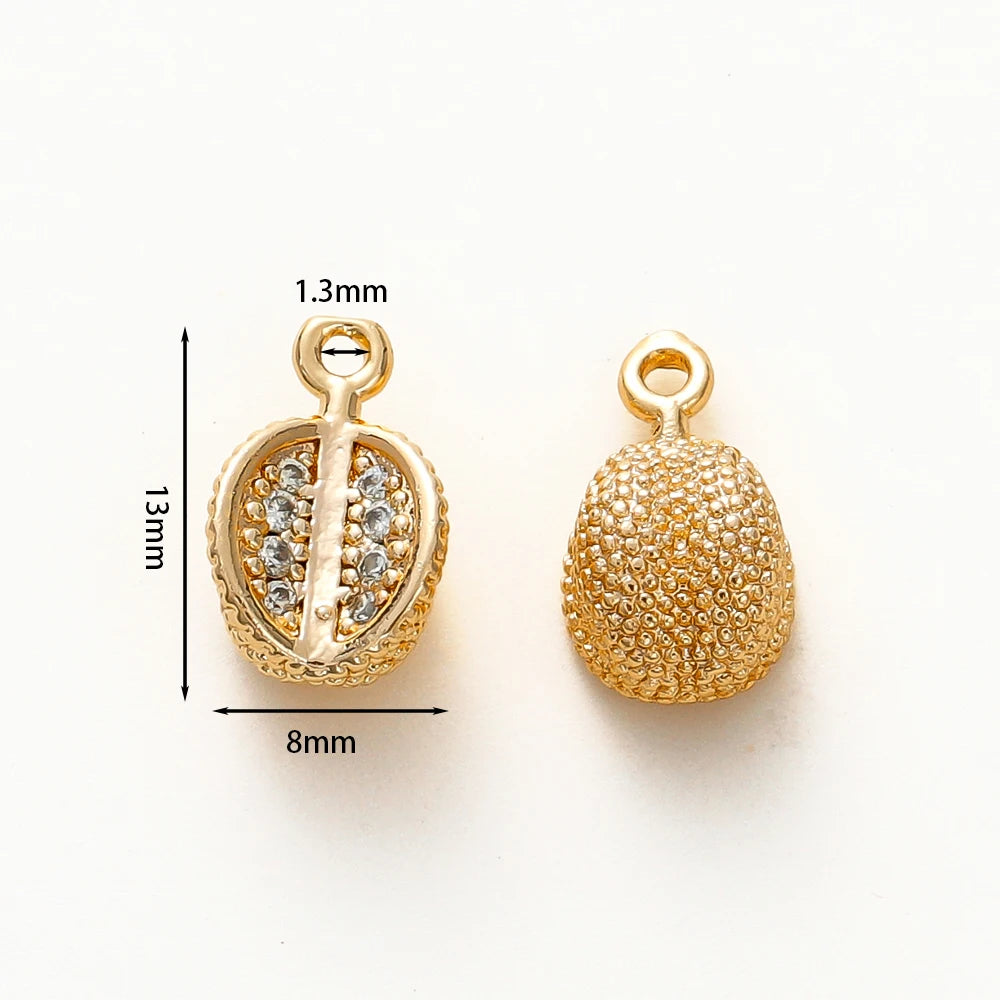2pcs Strawberry Charms 18K Gold Plated Fruit Pendants Brass