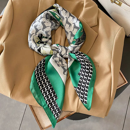Chique 2023 Zijden Nek Sjaal met Elegante Paardenprint voor Vrouwen - Veelzijdige Vierkante Haarwraps, Foulards en Bandana Opties